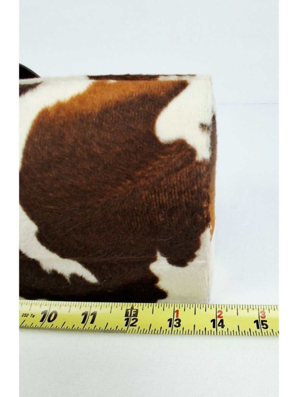 Cowhide Brown White Cylinder Wine Bottle Carrier/Handbag w/ Gold Hardware - Picture 10 of 12